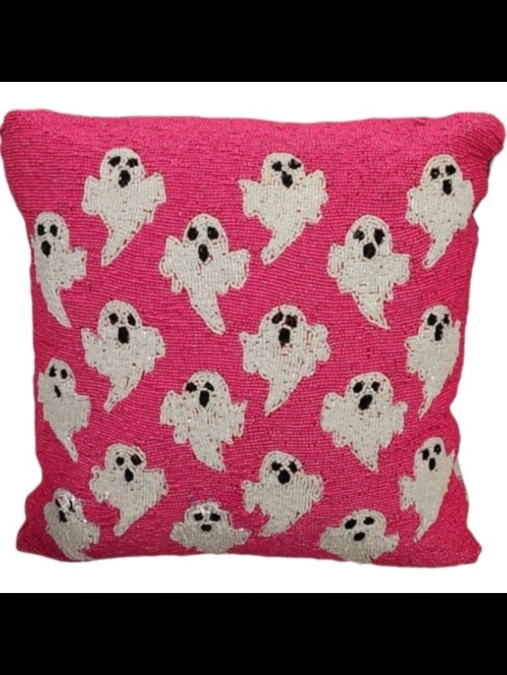 Pink Beaded Ghost Pillow Decor Halloween New